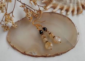 Kolczyki cytryn i czarny turmalin