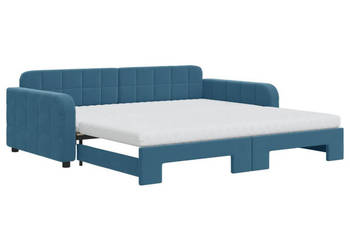 Sofa rozsuwana z materacami niebieska aksamit 100x200 cm WM-3196959