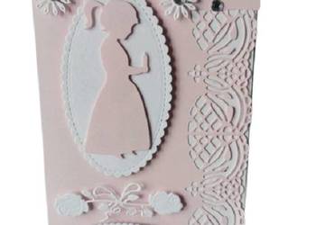 Zawiadomienia Komunia Dziewczynka Z Świecą W Ramce B6 Róż - Biel