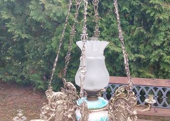 wisząca lampa naftowa majolika