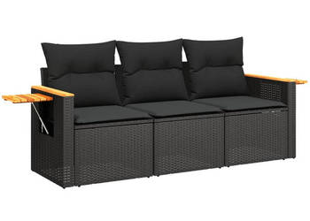 3-cz. zestaw wypoczynkowy do ogrodu poduszki czarny rattan PE WM-3258996