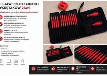Zestaw precyzyjnych wkrętaków 26w1 do elektroniki, telefonów, laptopów