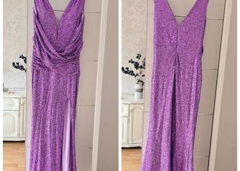 Sukienka cekinowa maxi Fiolet L/XL