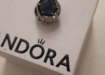 koralik Pandora niebieskie oczko i cyrkonie