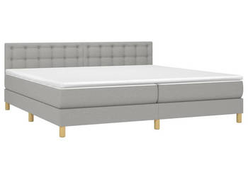 Łóżko kontynentalne z materacem jasnoszare tkanina 200x200cm WM-3134061