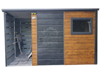 Schowek - Domek Ogrodowy 2x2,5m + Wiata 1m Okno drewnopodobny ID630
