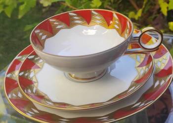 Wallendorf Goldrelief 
ANTYK zestaw śniadaniowy Trio 
Porcelana , 
lata 30.