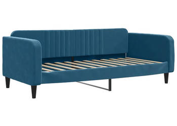 Sofa z funkcją spania niebieska obita aksamitem 90x200 cm WM-354085