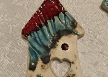 Domki Zawieszki Ceramiczne Wykonane Ręcznie 2 szt Handmade Ozdobne
