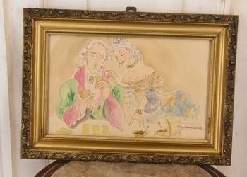 Maja Berezowska - Kochankowie - Wróżby z Kart - Akwarela Na Papierze Obraz