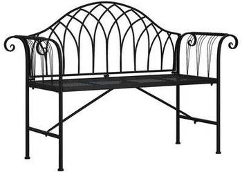 vidaXL Ławka ogrodowa dla 2 osób, 128 cm, czarna, stalowa(sku318828)