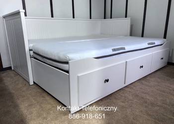 IKEA HEMNES Łóżko Leżanka z 3 szufladami, 2 materace ,białe Transport