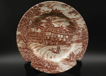 Talerz"Swan Inn", wyprodukowanej przez angielską firmę J. Broadhurst & Sons