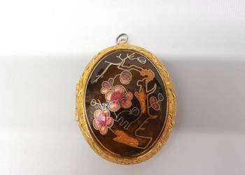 Sekretnik Medalion Cloisonné – Kwiaty Retro (Z Lusterkiem)