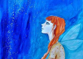 Akwarela "Full moon" artystki plastyka Adriany Laube