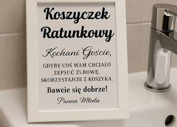 Tabliczka na Wesele Koszyczek Ratunkowy 2szt a4 ramka biała