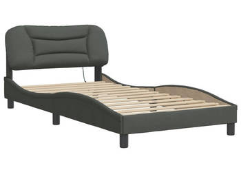 Rama łóżka z oświetleniem LED ciemnoszara tkanina 100x200 cm WM-3213684