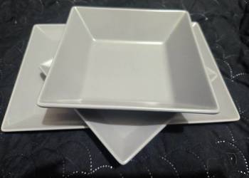 Komplet: Nowoczesna szara zastawa (Kwadrat/Prostokąt) - 35 element