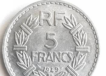 5fr.Francja1949.Moneta obiegowa, skrętka 180°.
