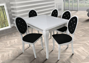Stół Glamour LEONARDO + 6 krzeseł BONA Design pikowanych kryształami