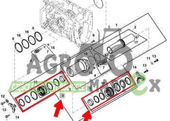 RE567107, RE556361 ZESTAW USZCZELNIEŃ SIŁOWNIKA SKRĘTU JD