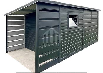 Schowek - domek ogrodowy 3,5x2m - wiata 1m - Brama - okno SO149
