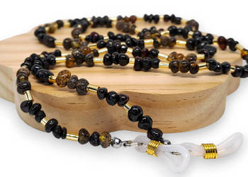 Sznurek do okularów z bursztynu, BURSZTYN bałtycki, łańcuszek #1664