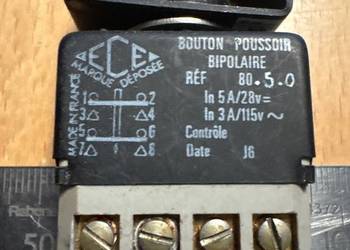 Włącznik ECE bezpieczeństwa Airbus 320 Bouton Poussoir Bipolare