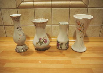 Świecznik i wazony porcelanowe.