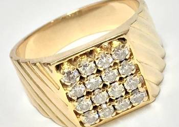 SYGNET damski z żółtego ZŁOTA DIAMENTY 0.56ct r.14