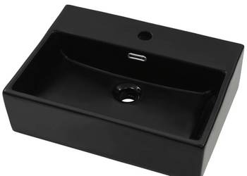 vidaXL Umywalka ceramiczna z otworem na kran, czarna (SKU:142741)