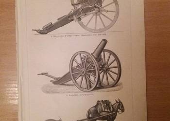4 czesci Stare niemiecke ryciny z Meyers Lexikon z 1897 roku