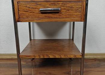 Szafka nocna stolik Chrom Dąb Brąz  Modernizm Art Deco Bauhaus