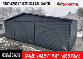 Garaż Blaszany GRAFITOWY 9x6 - Wiaty - Hale - Romstal A30v5