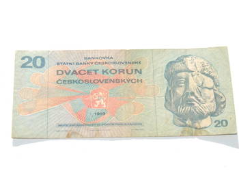 Stary banknot 20 koron Czechosłowacja 1970 antyk