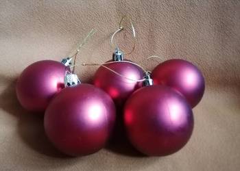 Bombki czerwone matowe,nietłukące sztuk 5.Ozdoby