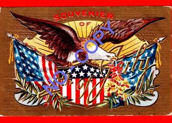 USA  Patriotyka - 4 July - Orzeł  Flagi -1907- RRR
