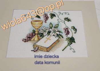 Pamiątka komunii haft krzyżykowy