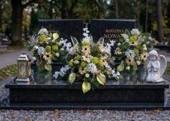 BARDZO DUŻY KOMPLET TRIO 2x wazon i bardzo duży stroik na płytę Pomnik