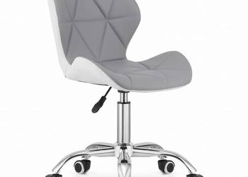 Krzesło obrotowe biurowe z szerokim oparciem ekoskóra szaro-białe
