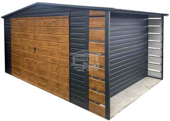 Schowek Domek Ogrodowy  4x3m + Wiata 0,5m Brama dwuskrzydłowa dach GP603