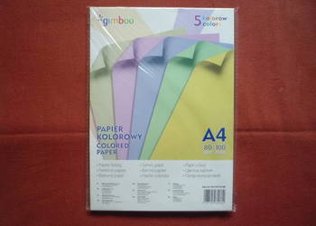 Papier kolorowy ksero Gimboo A4 100 arkuszy 5 kolorów pastelowych