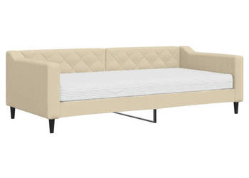 Sofa z materacem do spania kremowa tkanina 90x200 cm WM-3197412