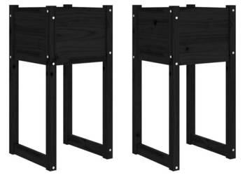 Donice 2 szt. czarny 40x40x81 cm lite drewno sosnowe WM-822131
