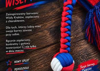 Brelok z parakordu barwy Wisła Kraków do plecak, kluczy ręcznie pleciony