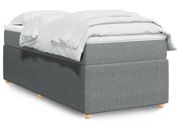 Łóżko kontynentalne z materacem jasnoszare tkanina 90x200 cm WM-3285539