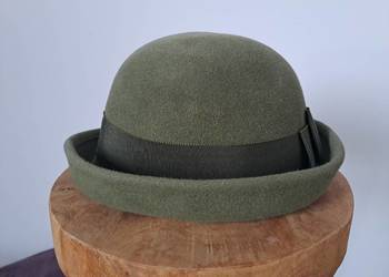 Kapelusik Kapelusz retro damski z szafy babci zielony z kokardą