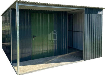 Schowek Wiata Domek ogrodowy 2,5x4m + wiata 1,5m drzwi antracyt ID784