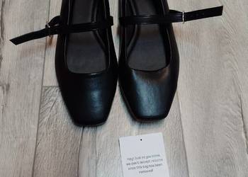 (40) ASOS Design/ Czarne baleriny wieczorowe z zapięciem z Londynu, NOWE