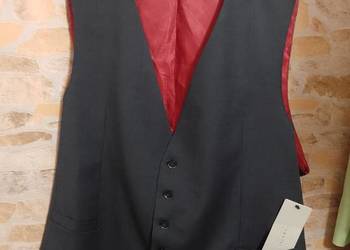 (5XL/6XL) Bugatti/ Szaro - brązowa kamizelka garniturowa z Londynu, NOWA